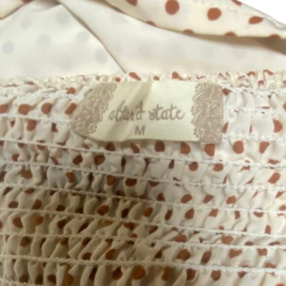 Altar’d State Puff Sleeve Polka Dot Crop Top Size M Cottagecore Tie Back - Picture 6 of 6